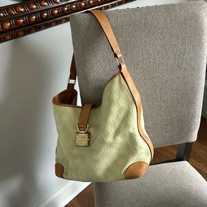 Dooney & Bourke Vintage Hobo Olive and Tan Shoulder Bag EXCELLENT CONDITION